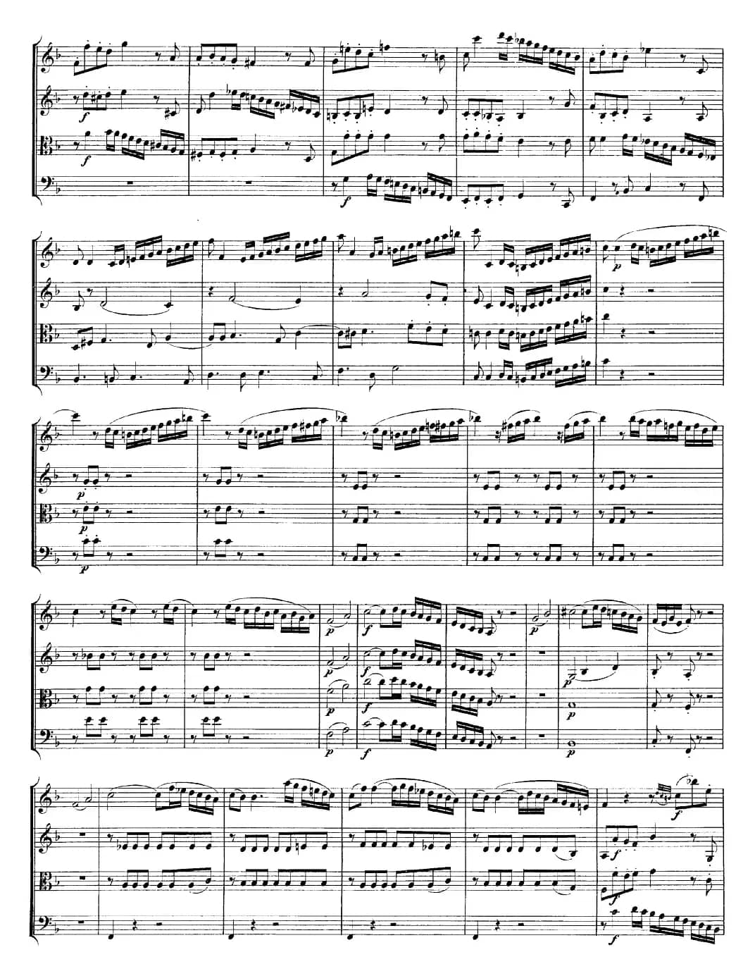Mozart《Quartet No.23 in F Major，K.590》（总谱）