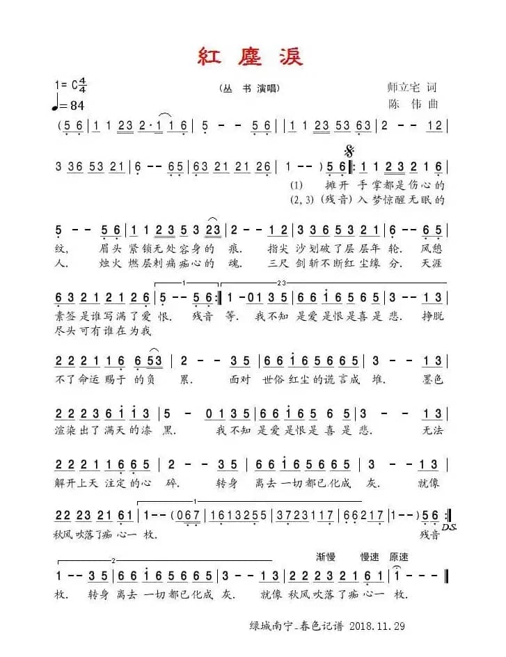 红尘泪（师立宅词 陈伟曲）