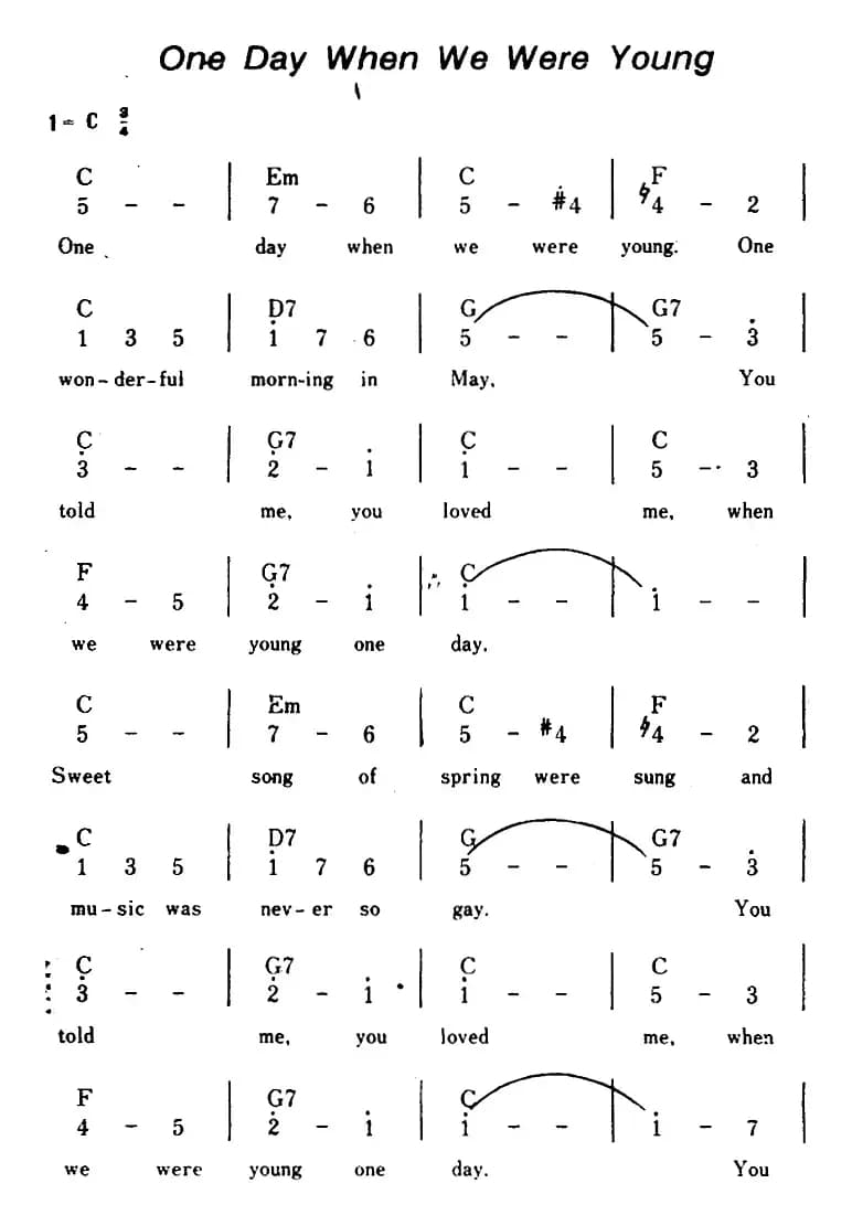 [美]One Day When We Were Young（当我们年轻的时候、带和弦）