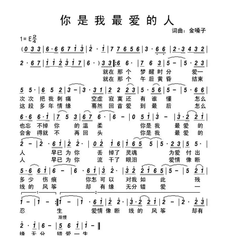 你是我最爱的人（金嗓子 词曲）
