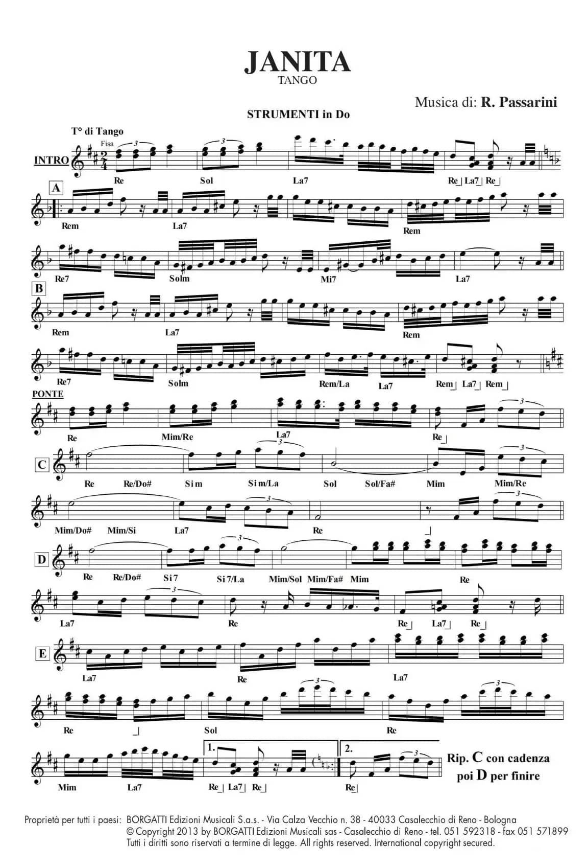 珍妮塔（手风琴五线谱高清版）