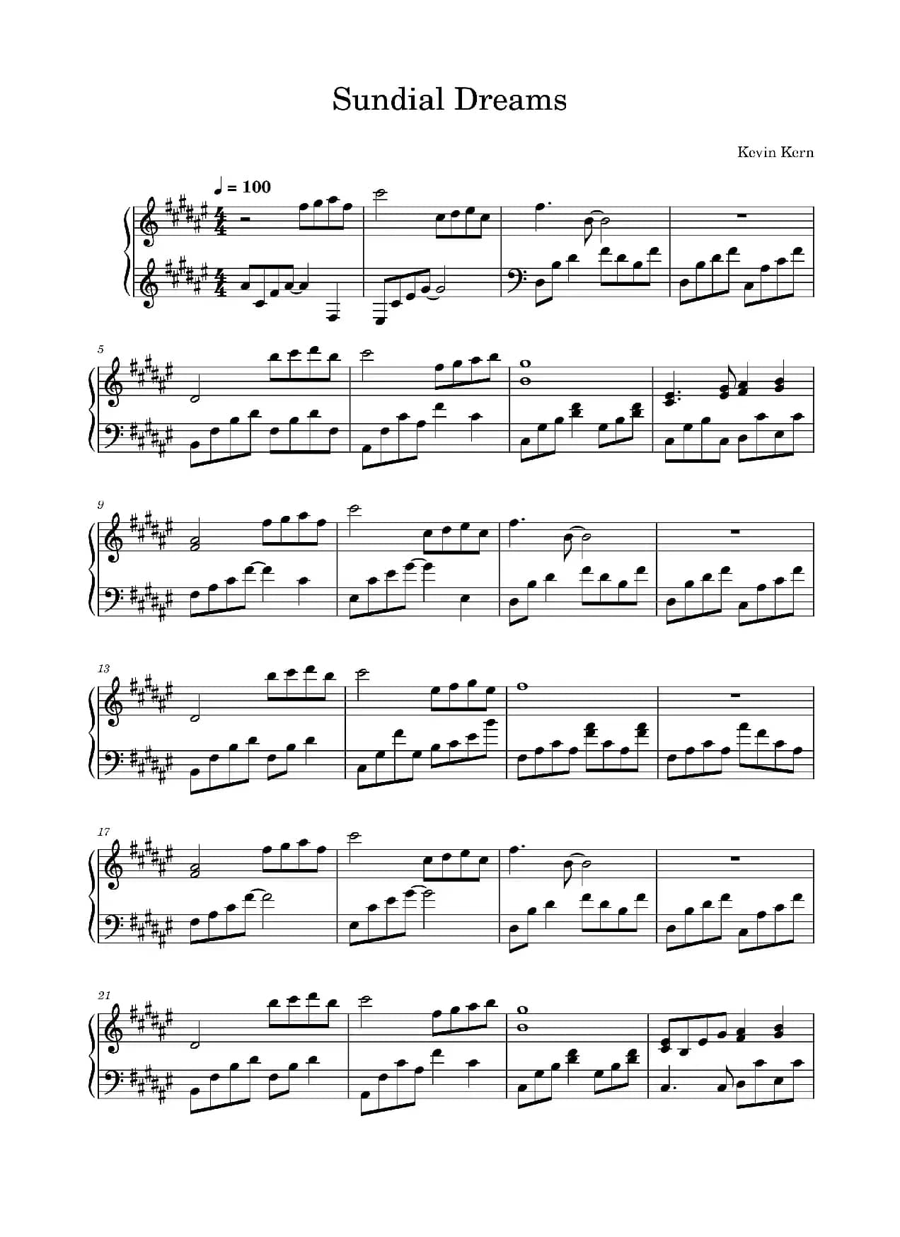 Sundial Dreams（钢琴独奏）