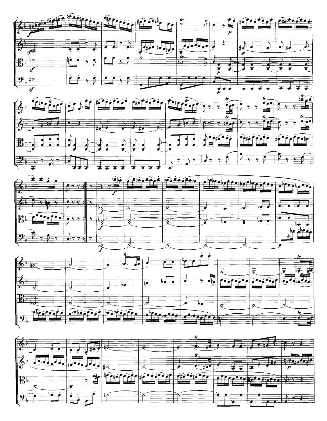 Mozart《Quartet No.23 in F Major，K.590》（总谱）