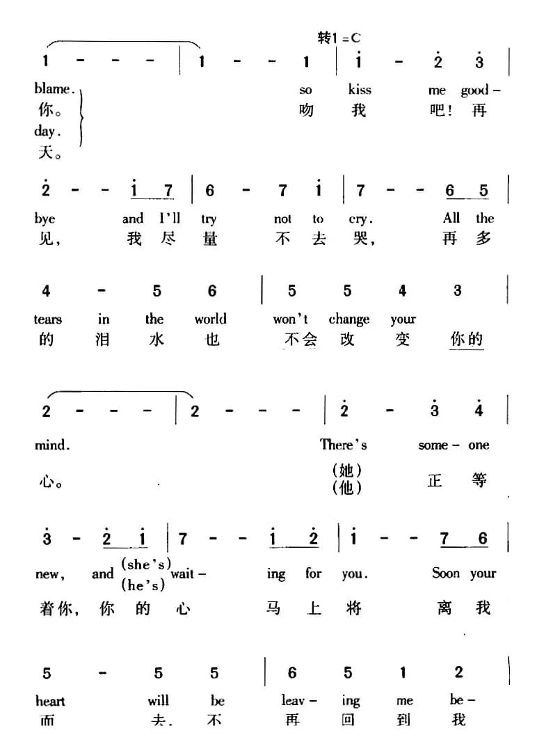 Kiss Me Good bye 吻我，再见（中外文对照）