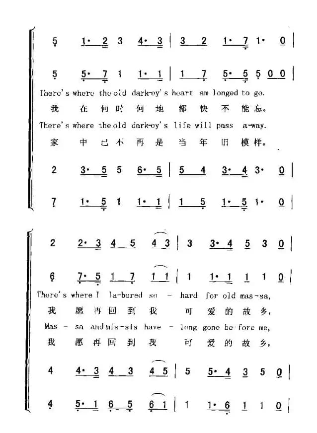 CARRY ME BACK TO OLD VRGINY（我愿再回到故乡）