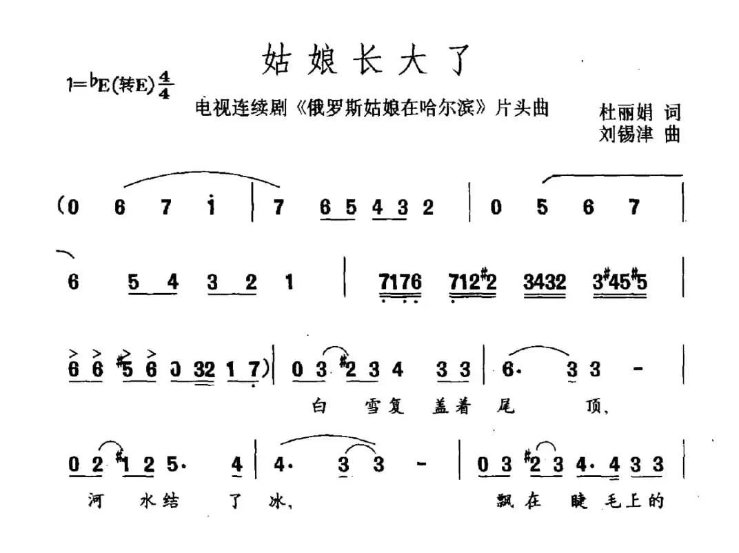姑娘长大了（连续剧《俄罗斯姑娘在哈尔滨》片头曲）