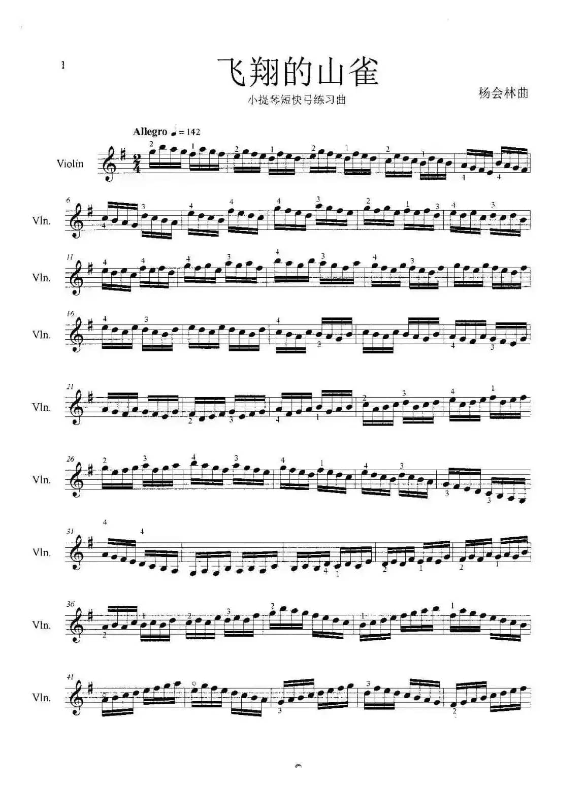 飞翔的山雀（小提琴短快弓练习曲）