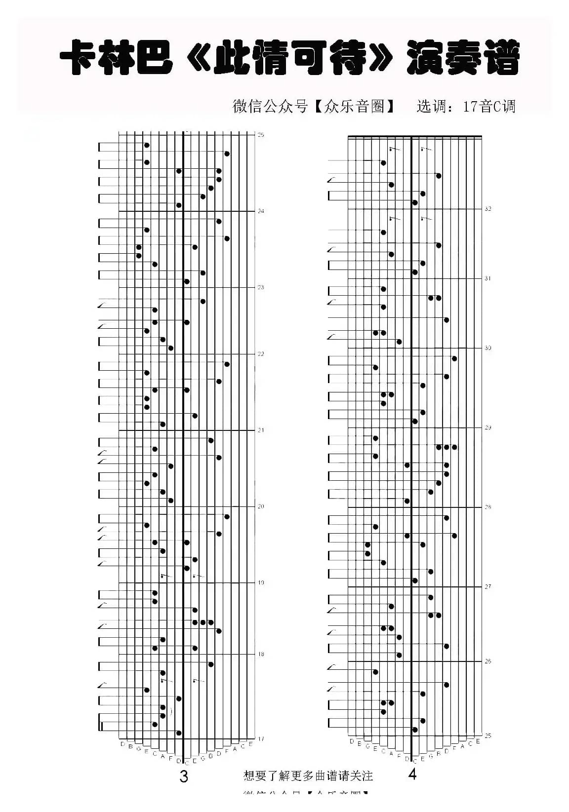 此情可待（拇指琴卡林巴琴专用谱）