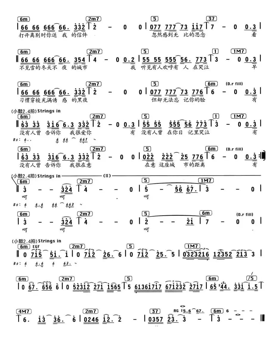 有没有人告诉你（编配乐谱）