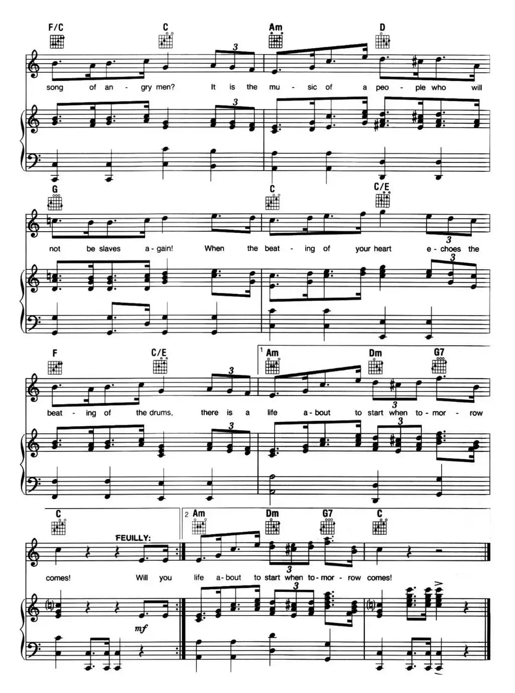 Do You Hear the People Sing? （音乐剧《悲惨世界》（Les Miserables）选曲、正谱 ）