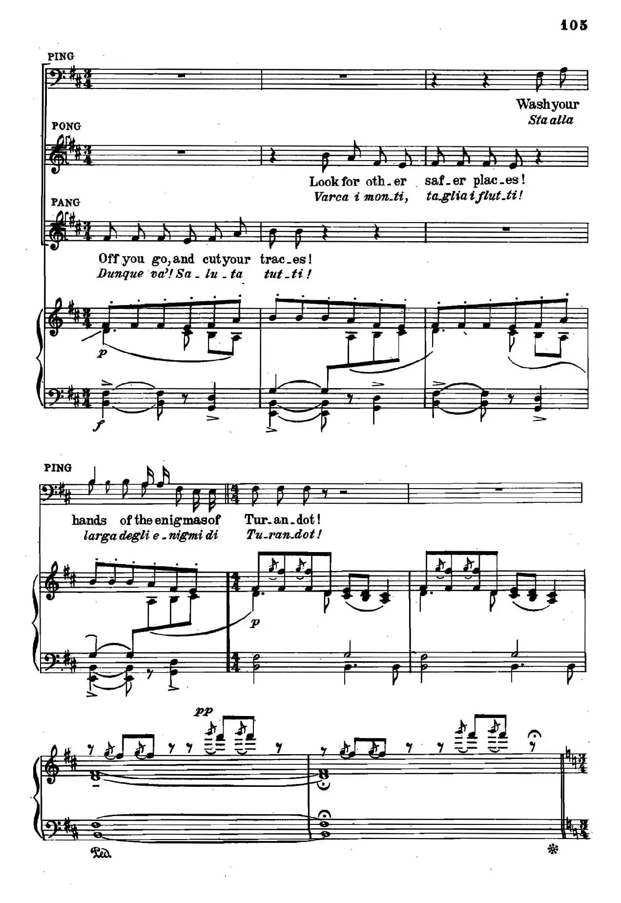 《图兰朵公主》三幕五场歌剧（英意双语）全谱（钢琴伴奏谱 P101——110）