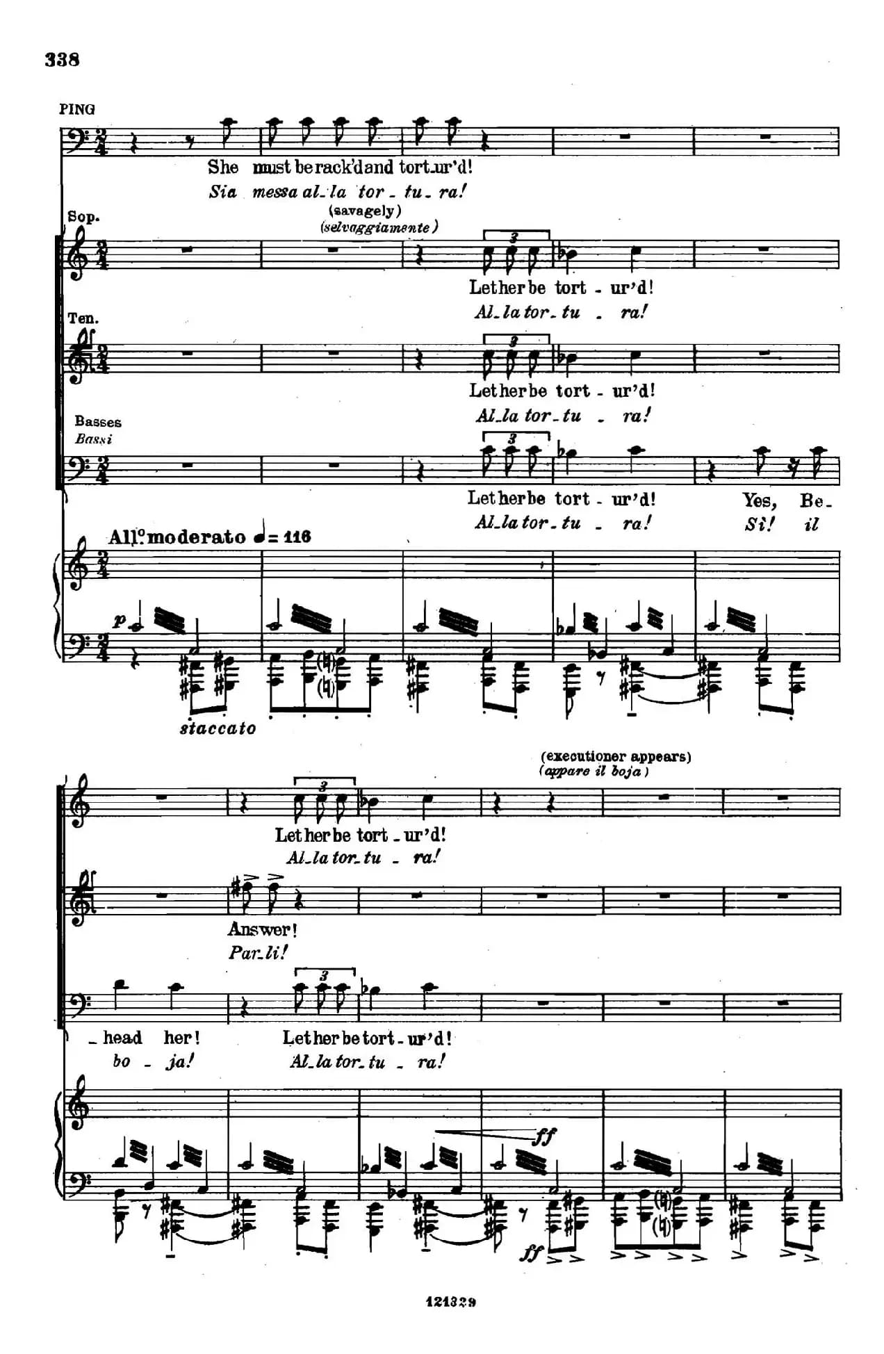 《图兰朵公主》三幕五场歌剧（英意双语）全谱（钢琴伴奏谱 P335——354）