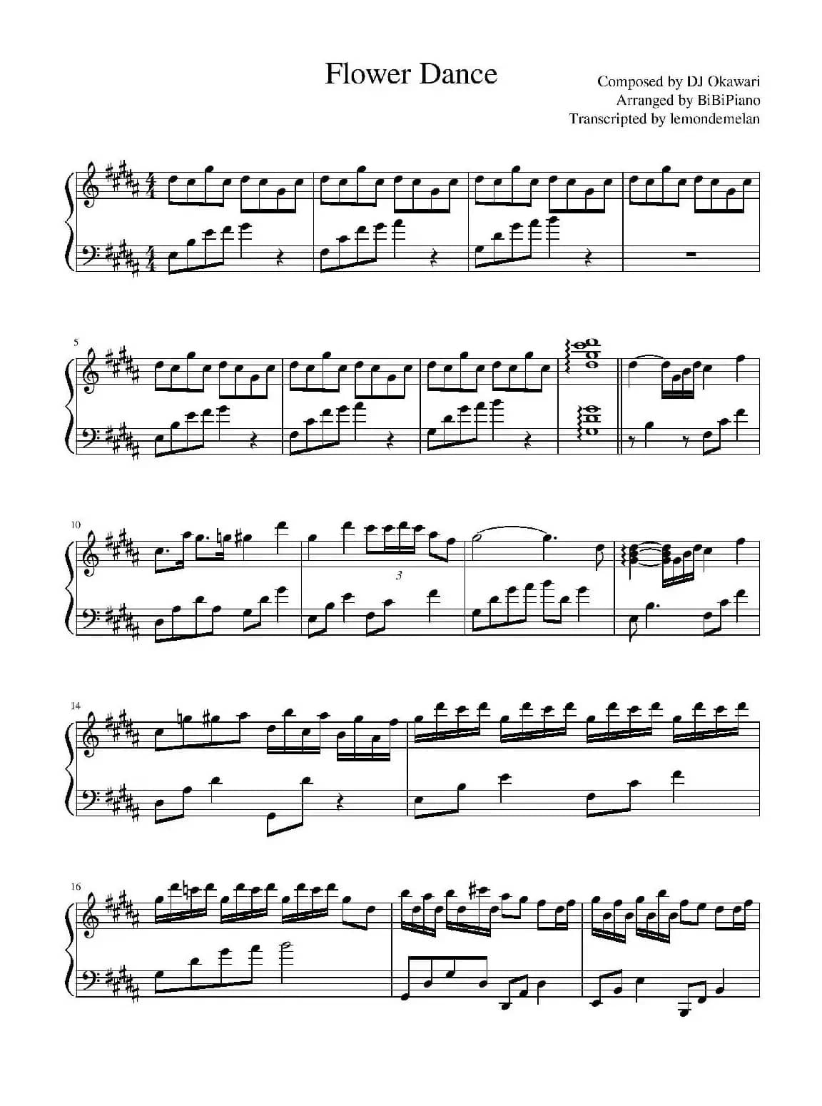 Flower Dance(花之舞)【DJ Okawari】(BiBiPiano钢琴版)