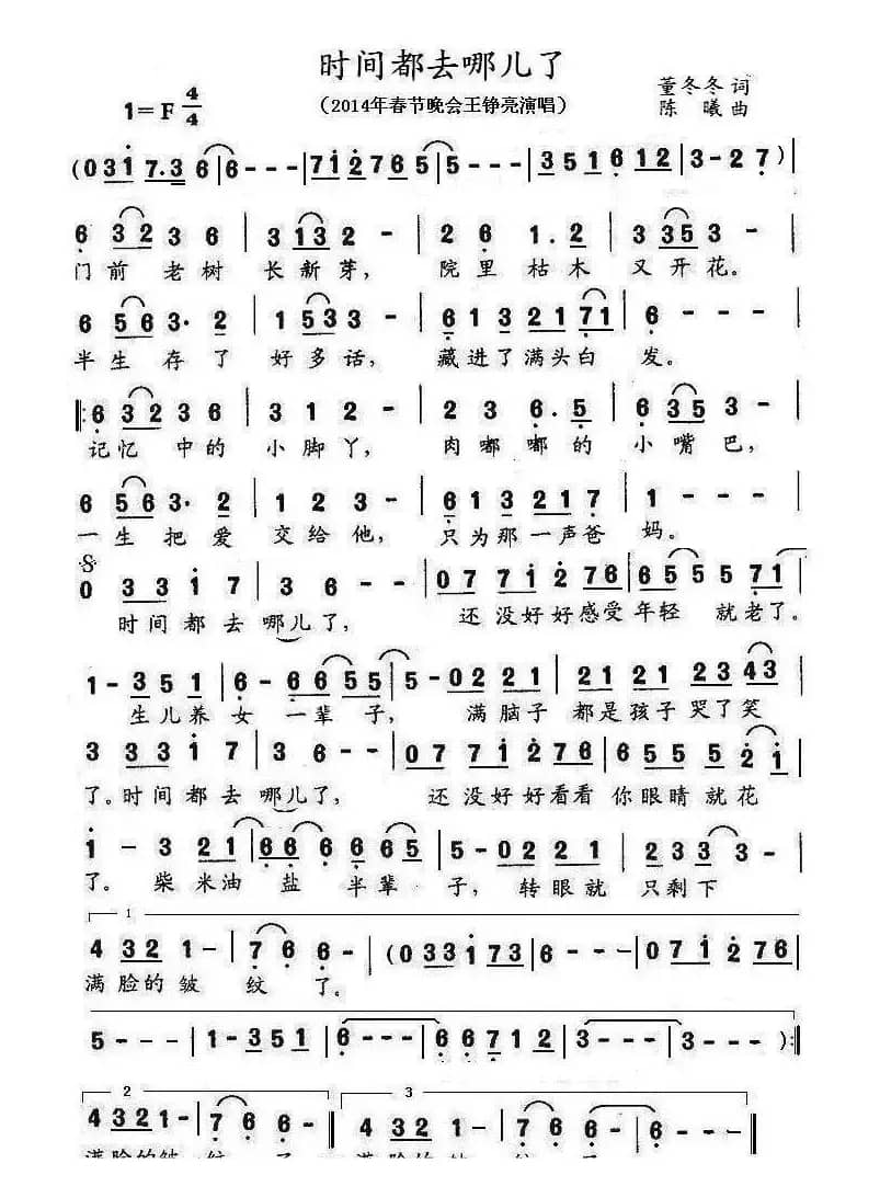 长笛简谱（时间都去哪儿了）