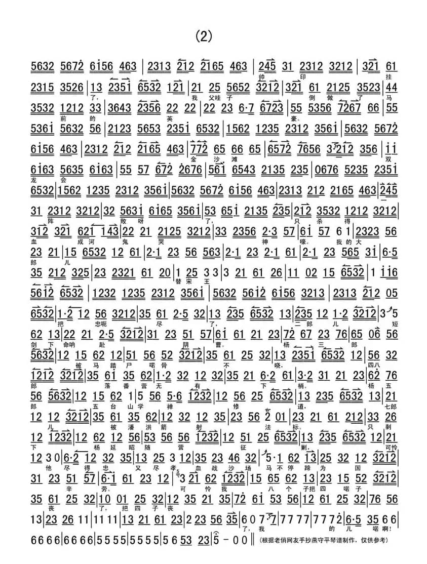 叹杨家秉忠心大宋扶保（《碰碑》令公唱段、伴奏谱）