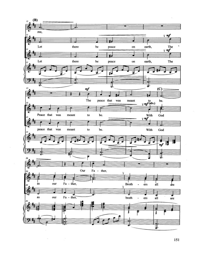 Let There Be Peace on Earth（合唱 正谱）