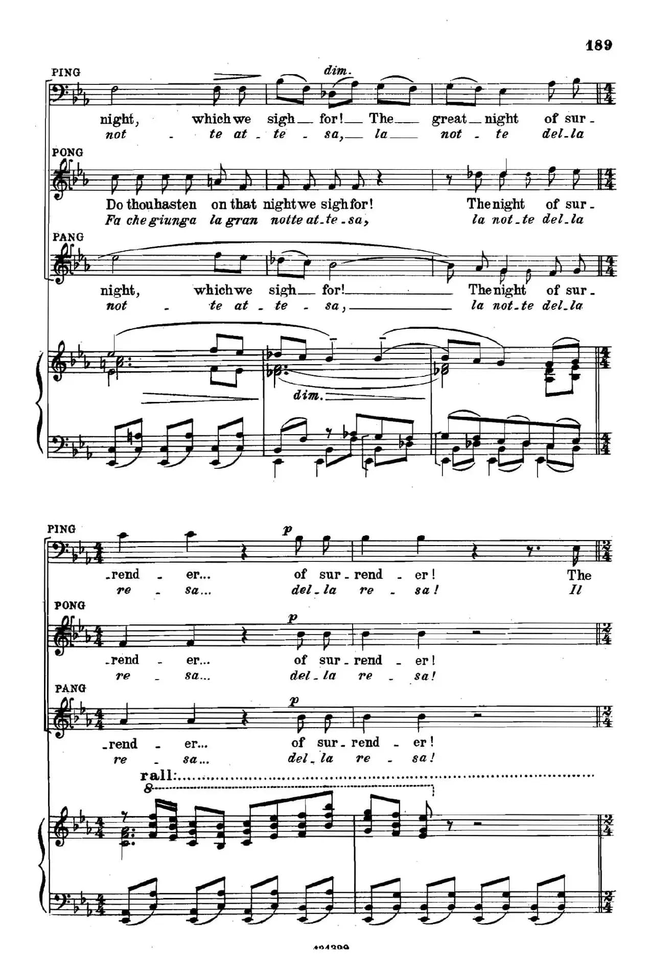 《图兰朵公主》三幕五场歌剧（英意双语）全谱（钢琴伴奏谱 P195——213）