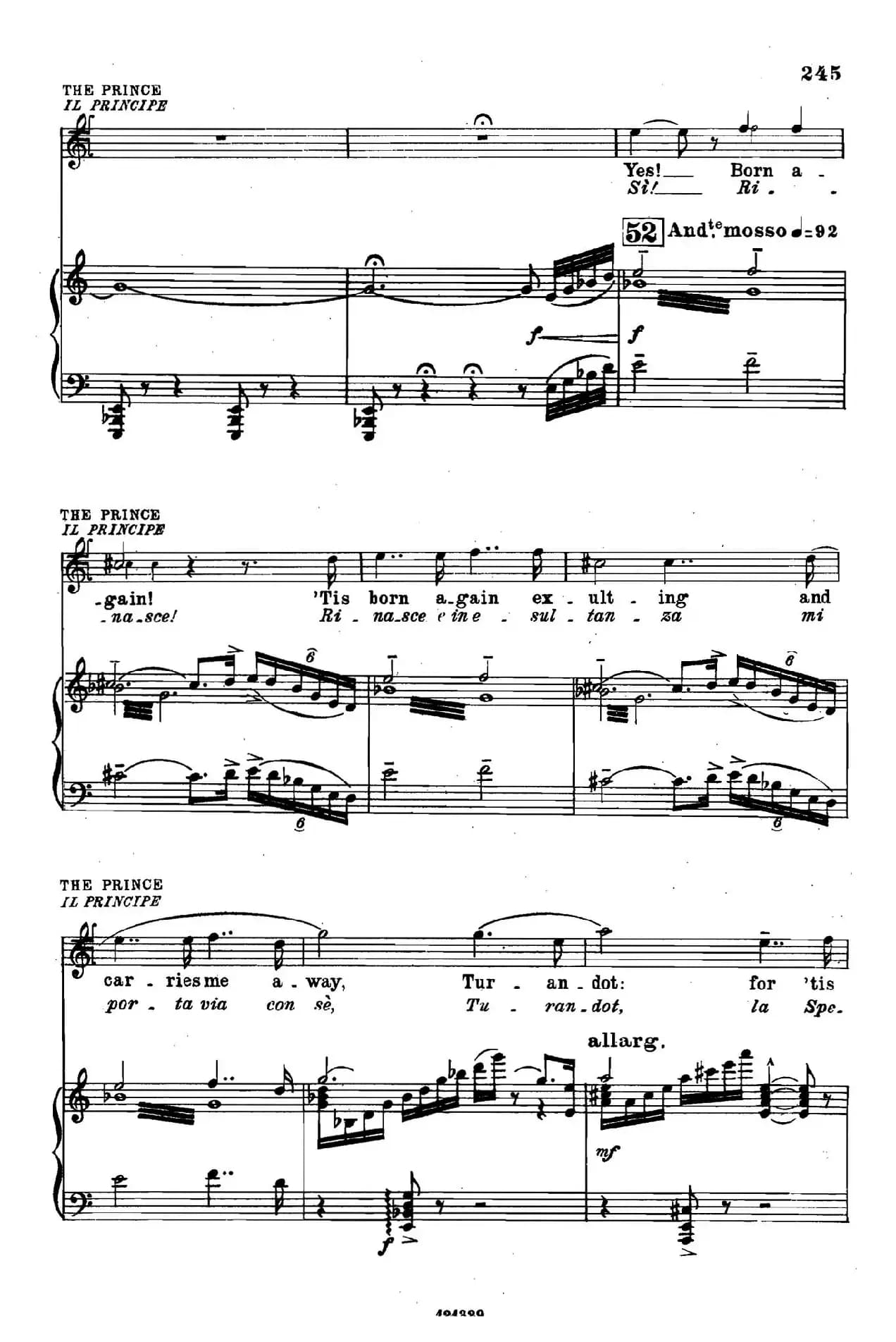 《图兰朵公主》三幕五场歌剧（英意双语）全谱（钢琴伴奏谱 P251——263）