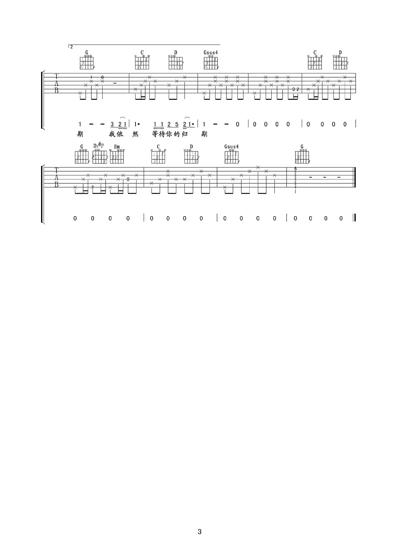 外面的世界（吉他谱）