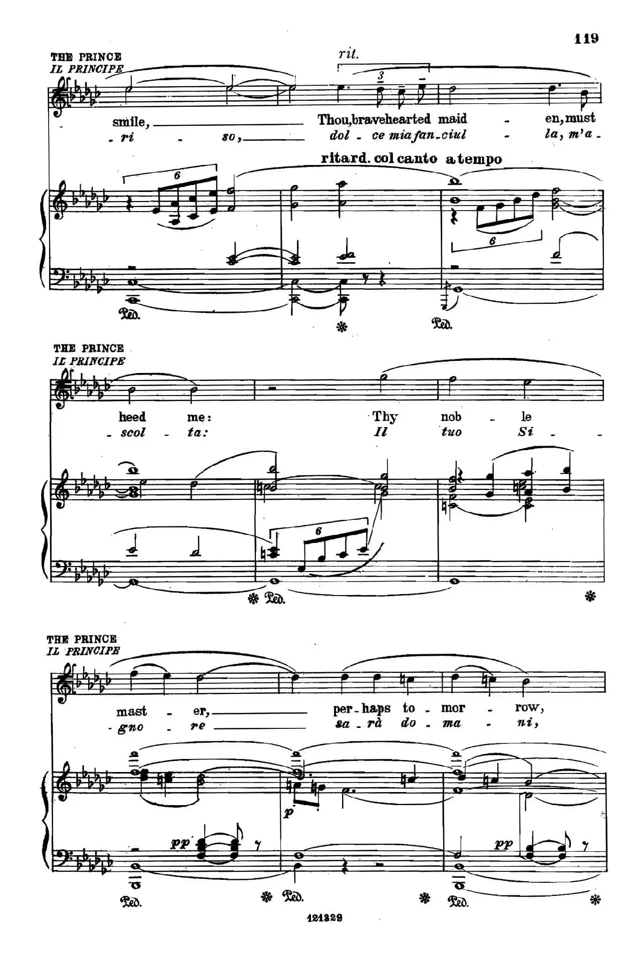 《图兰朵公主》三幕五场歌剧（英意双语）全谱（钢琴伴奏谱 P123——151）