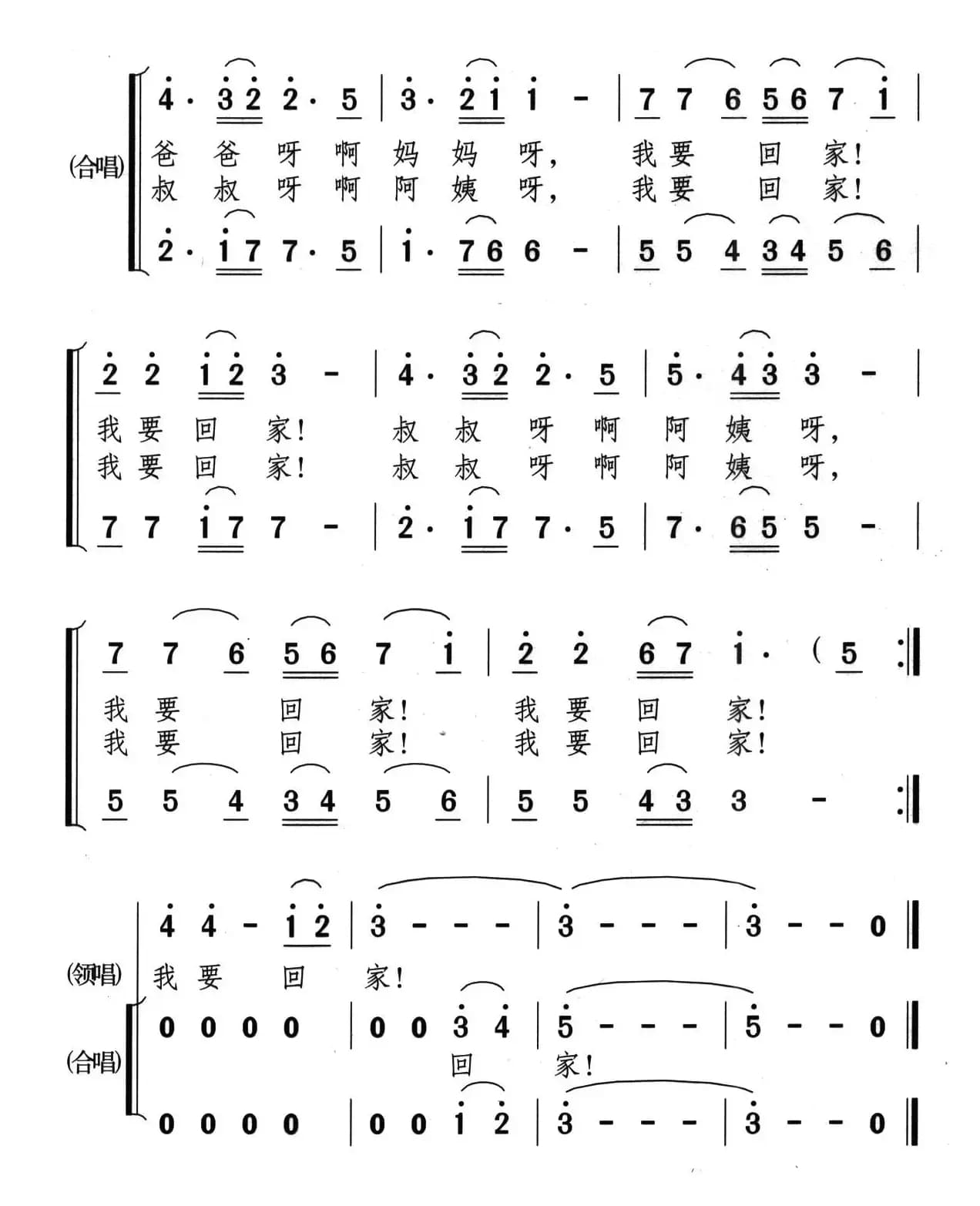 我要回家（孙海浪词 颂今曲、合唱）