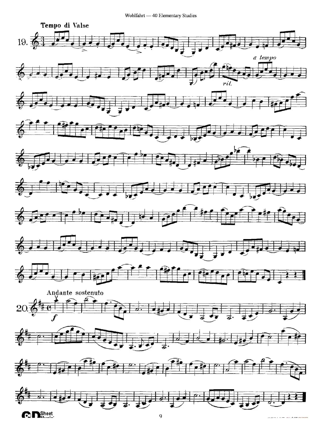 Wohlfahrt《40 Elementary Studies,Op. 54》(沃尔法特《40首小提琴练习曲》)