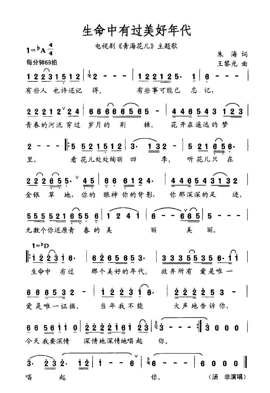 生命中有过美好年代（电视剧《青海花儿》主题歌）