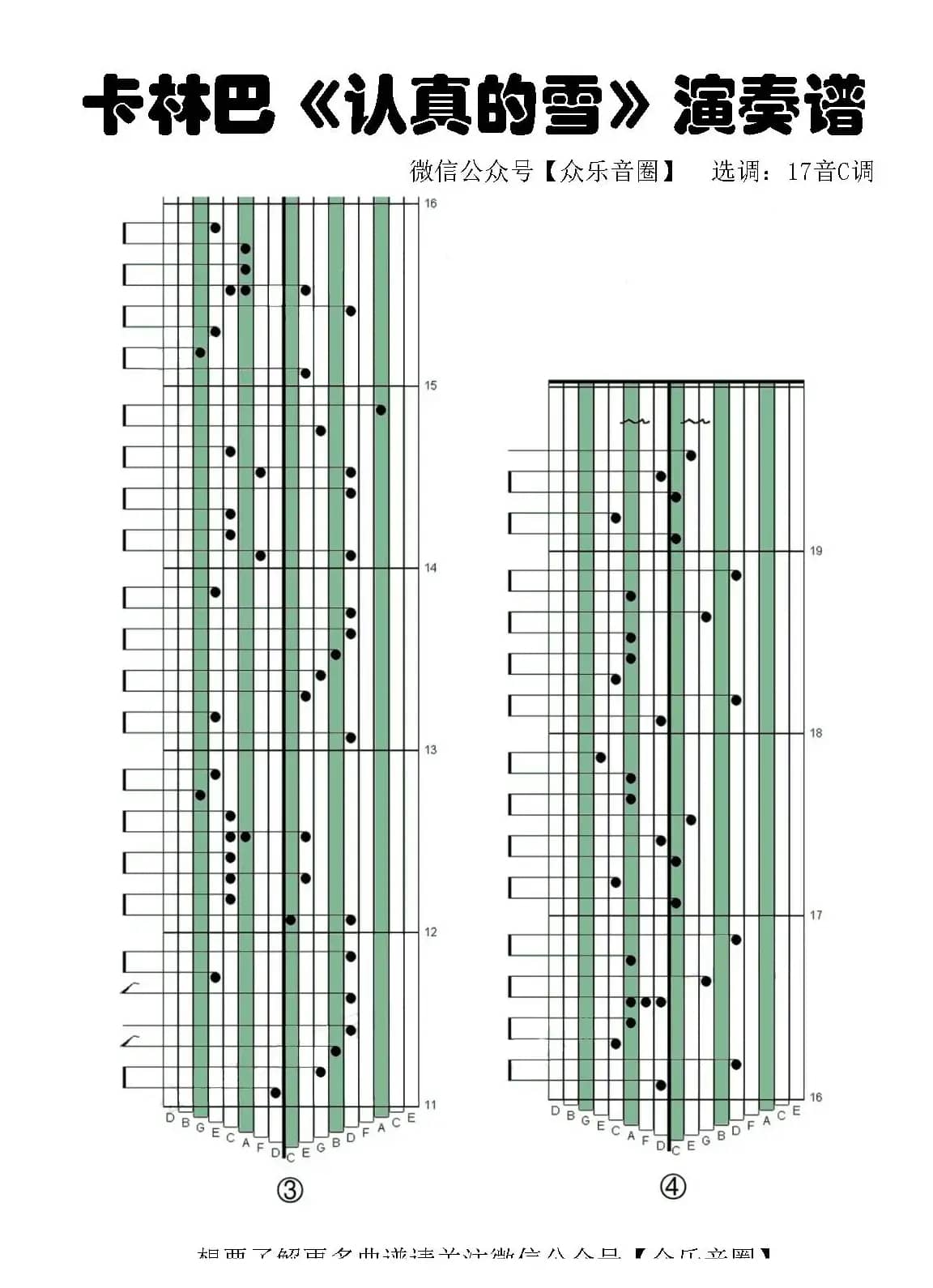 认真的雪（拇指琴卡林巴琴专用谱）