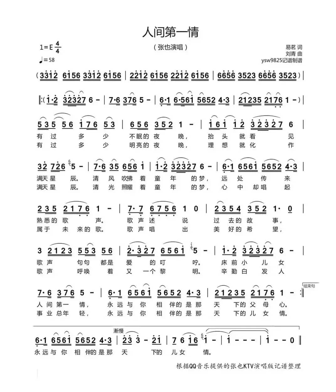 人间第一情（张也演唱）