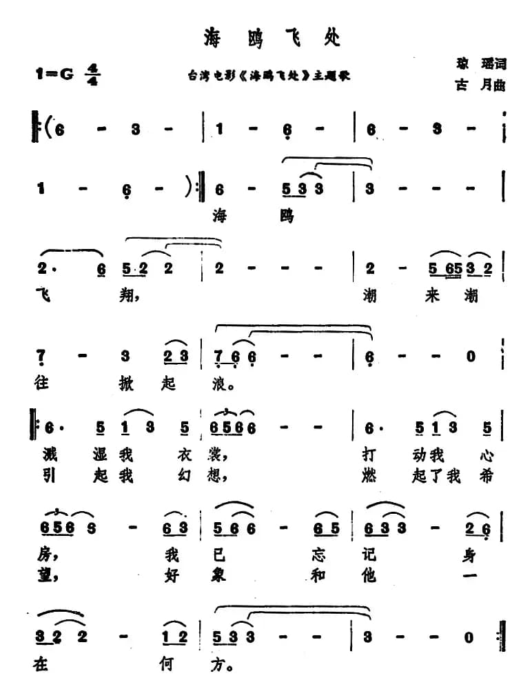 海鸥飞处（台湾电影《海鸥飞处》主题歌）