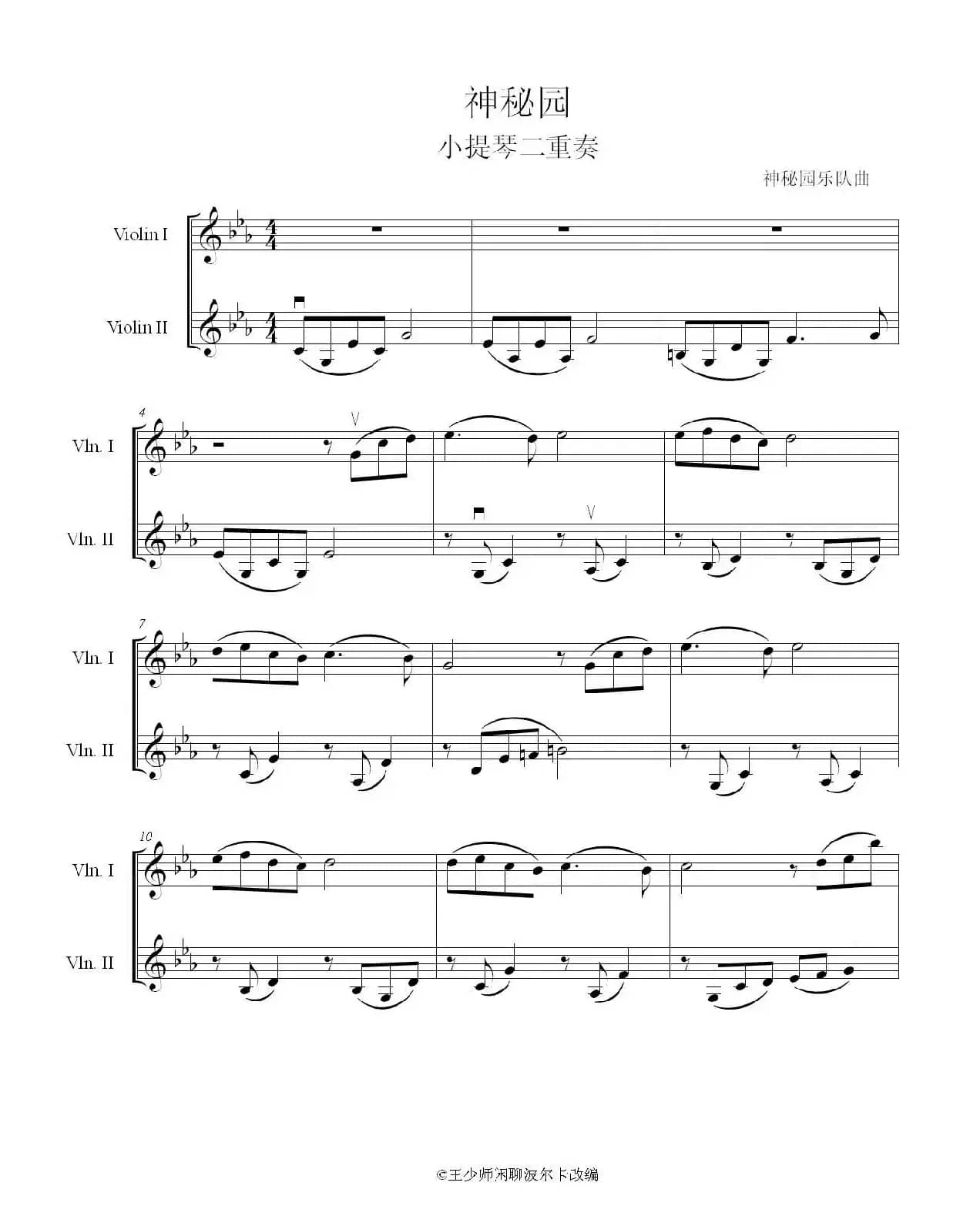 神秘园（小提琴二重奏）