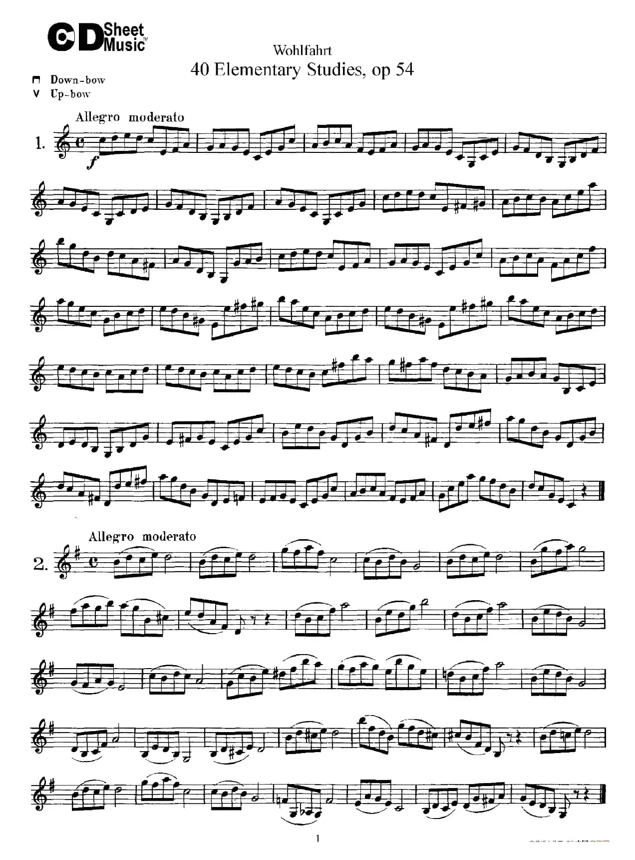 Wohlfahrt《40 Elementary Studies,Op. 54》(沃尔法特《40首小提琴练习曲》)