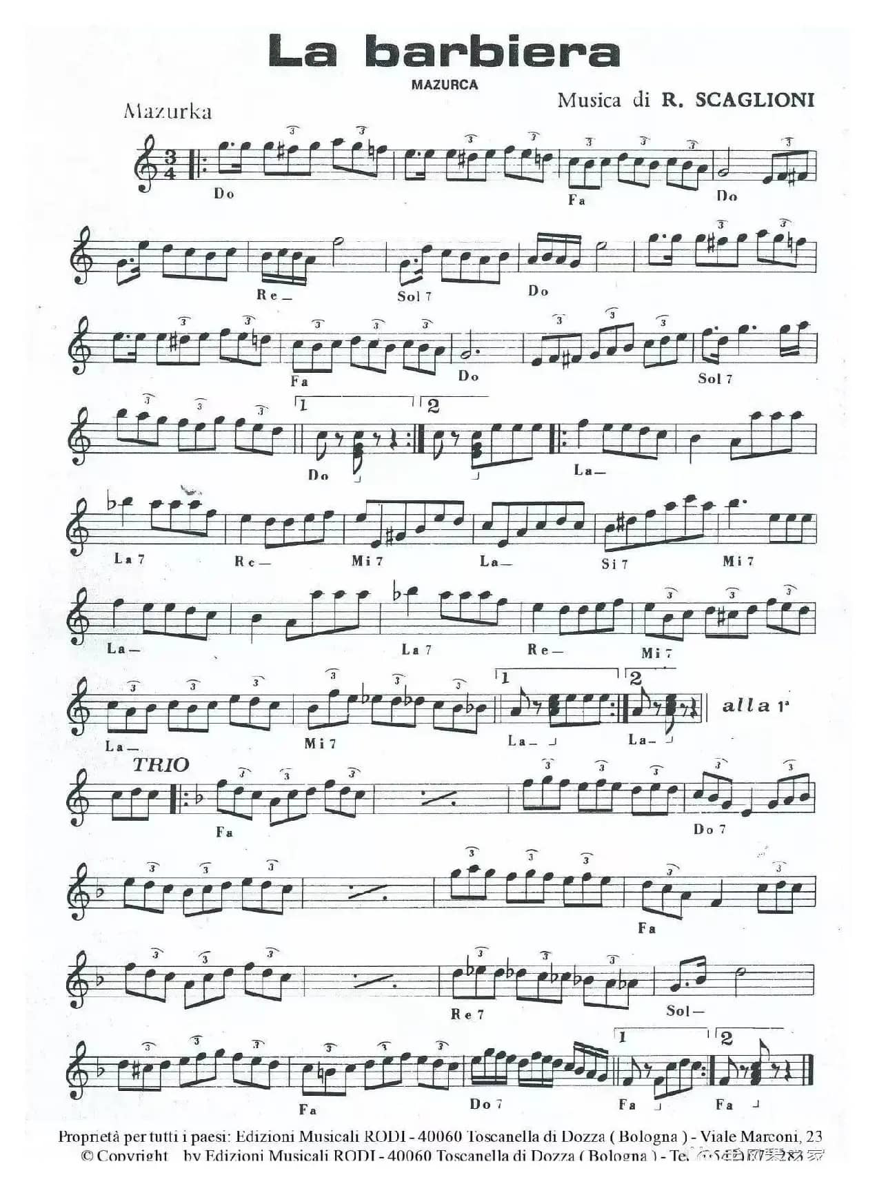 理发师（手风琴五线谱高清版）