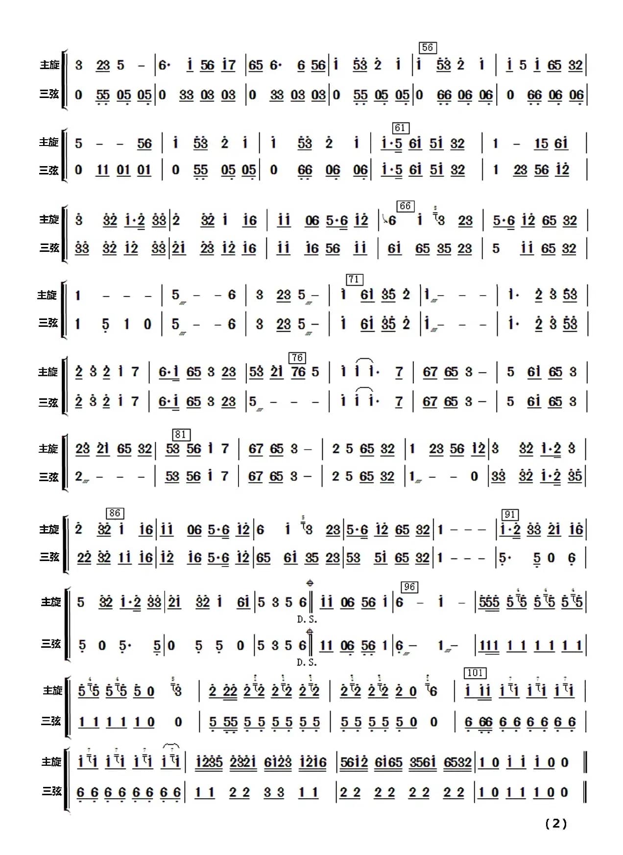 拔根芦柴花（民乐合奏）分谱