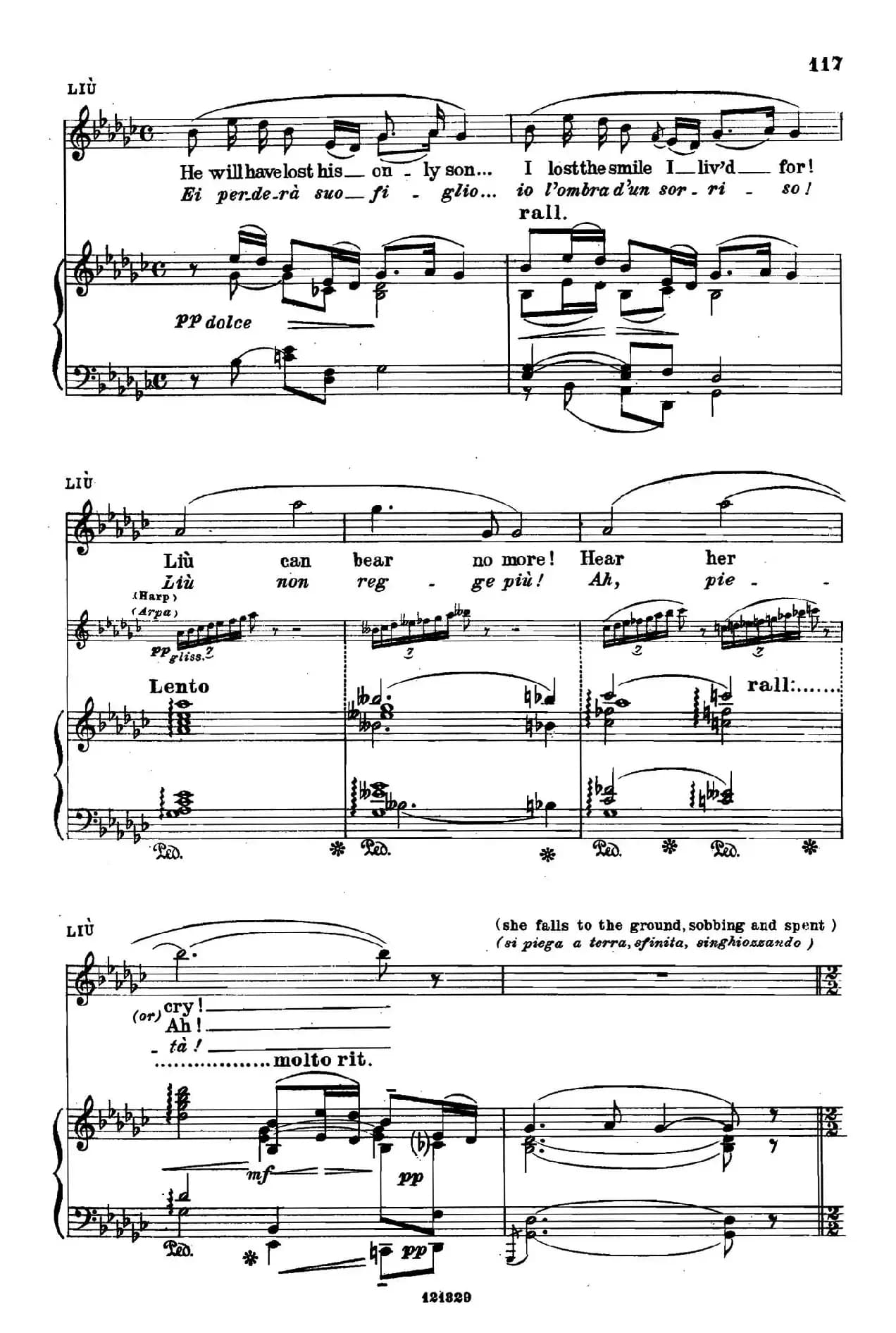 《图兰朵公主》三幕五场歌剧（英意双语）全谱（钢琴伴奏谱 P111——122）