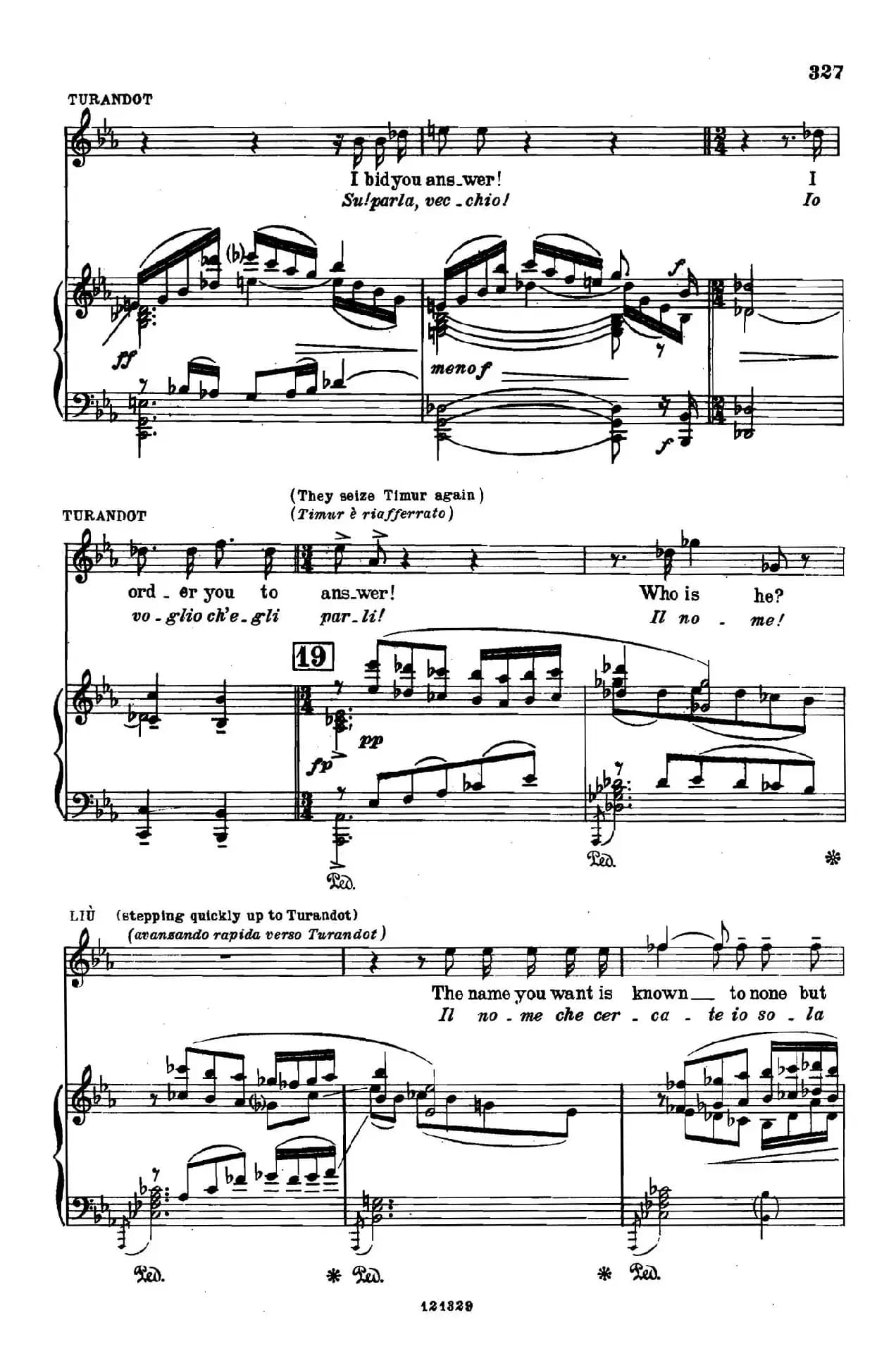 《图兰朵公主》三幕五场歌剧（英意双语）全谱（钢琴伴奏谱 P335——354）