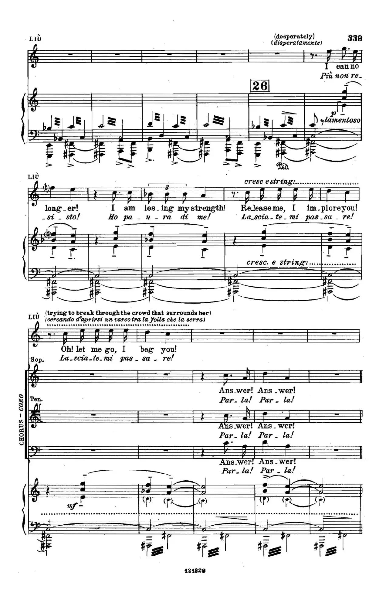 《图兰朵公主》三幕五场歌剧（英意双语）全谱（钢琴伴奏谱 P335——354）