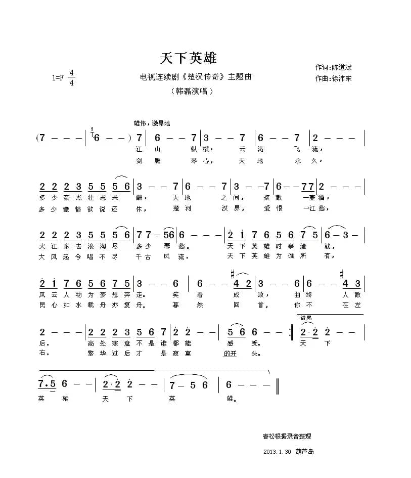 天下英雄（电视连续剧《楚汉传奇》主题歌）