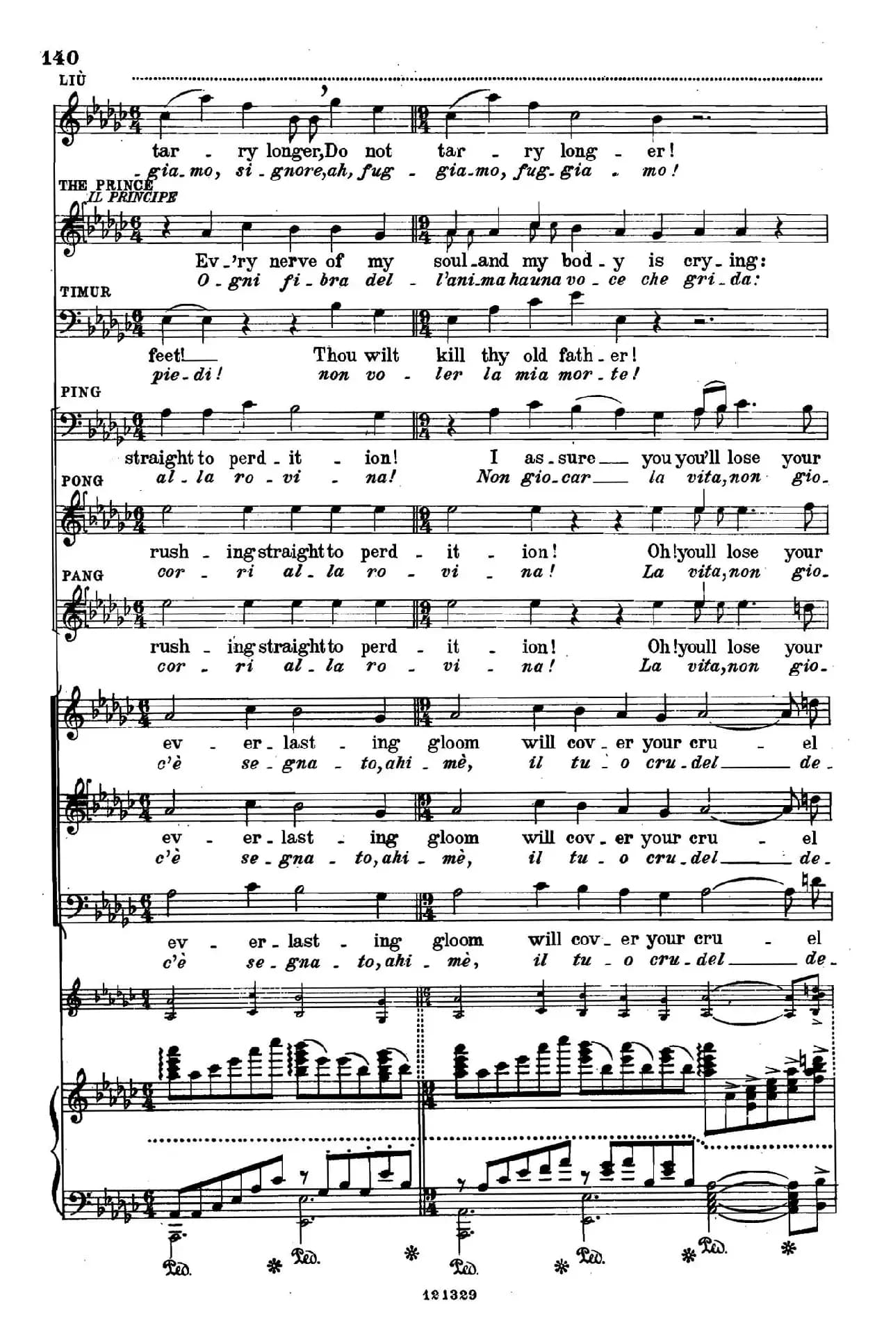 《图兰朵公主》三幕五场歌剧（英意双语）全谱（钢琴伴奏谱 P123——151）