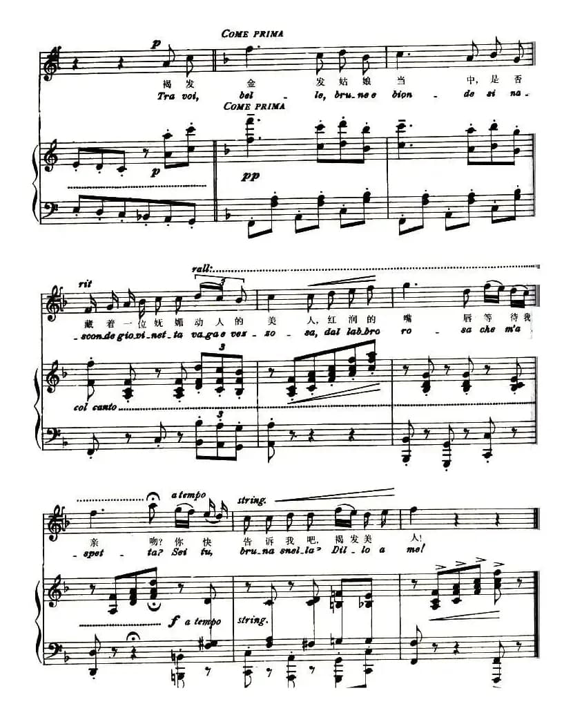 褐发金发姑娘当中 格欧晚咏叹调（正谱）