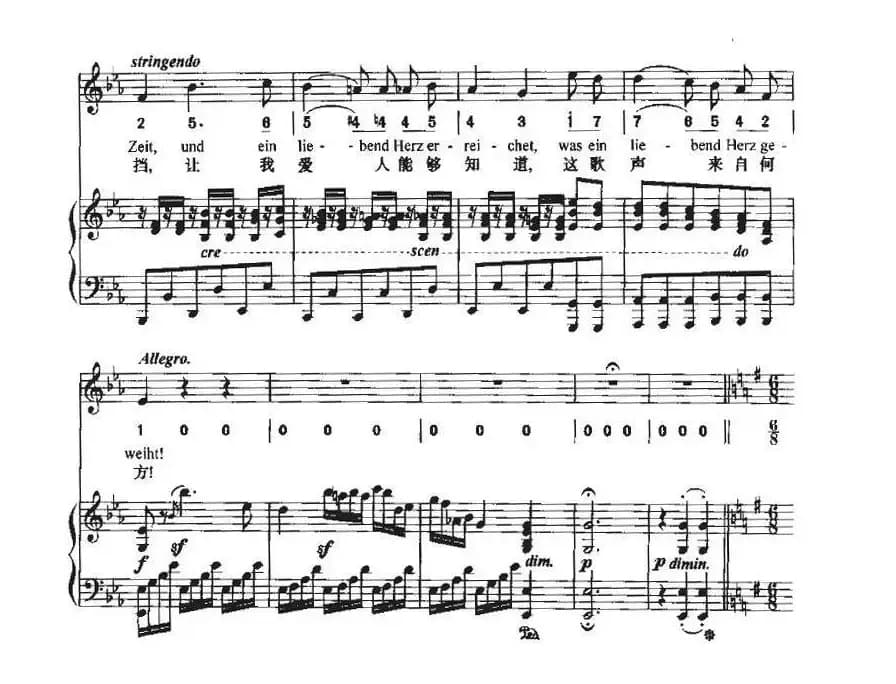 致远方的恋人（中外文对照、线简谱混排版）
