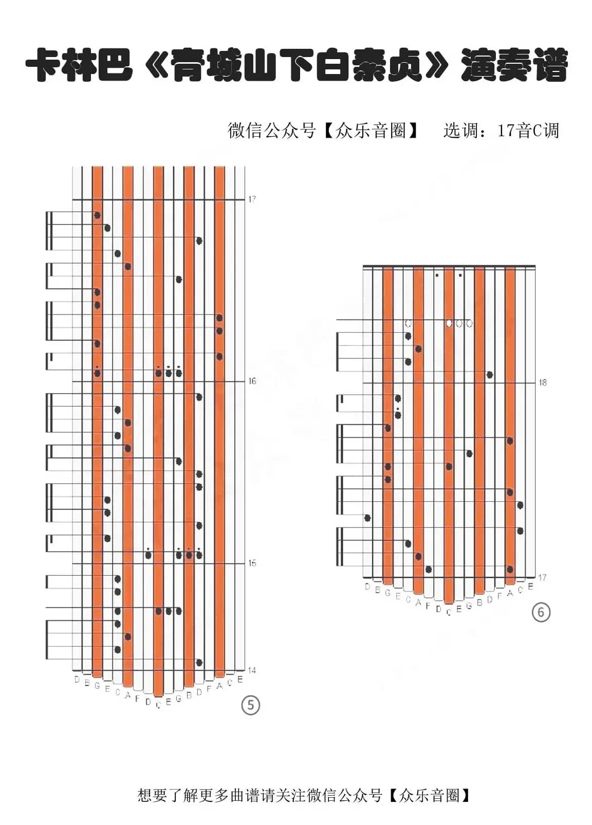 青城山下白素贞（拇指琴卡林巴琴专用谱）