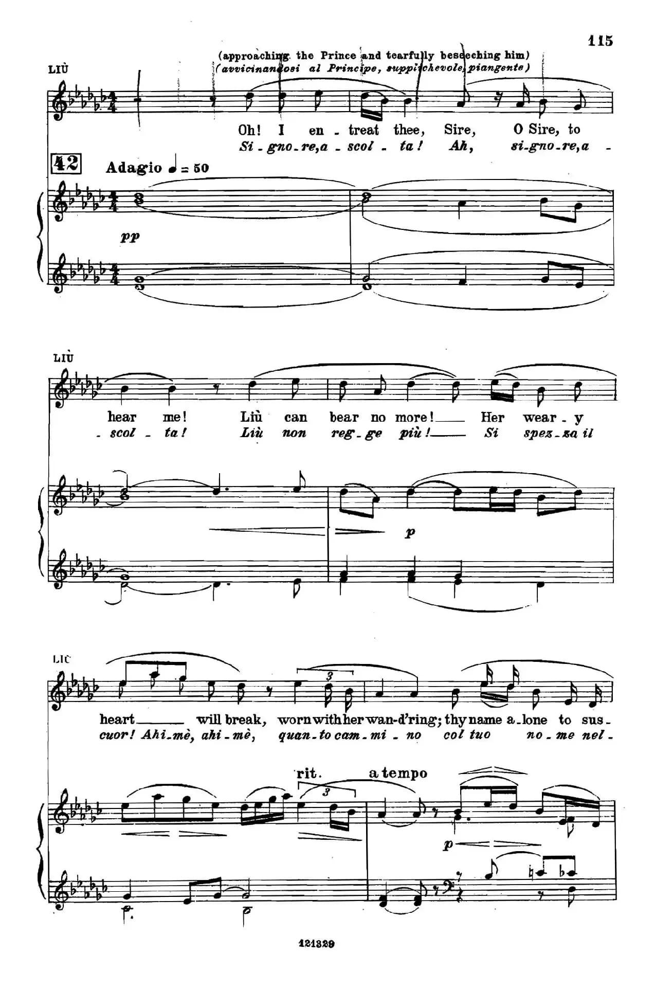 《图兰朵公主》三幕五场歌剧（英意双语）全谱（钢琴伴奏谱 P111——122）