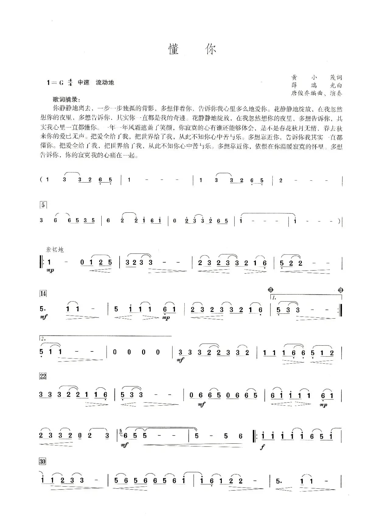 懂你（笛子演奏提示版）