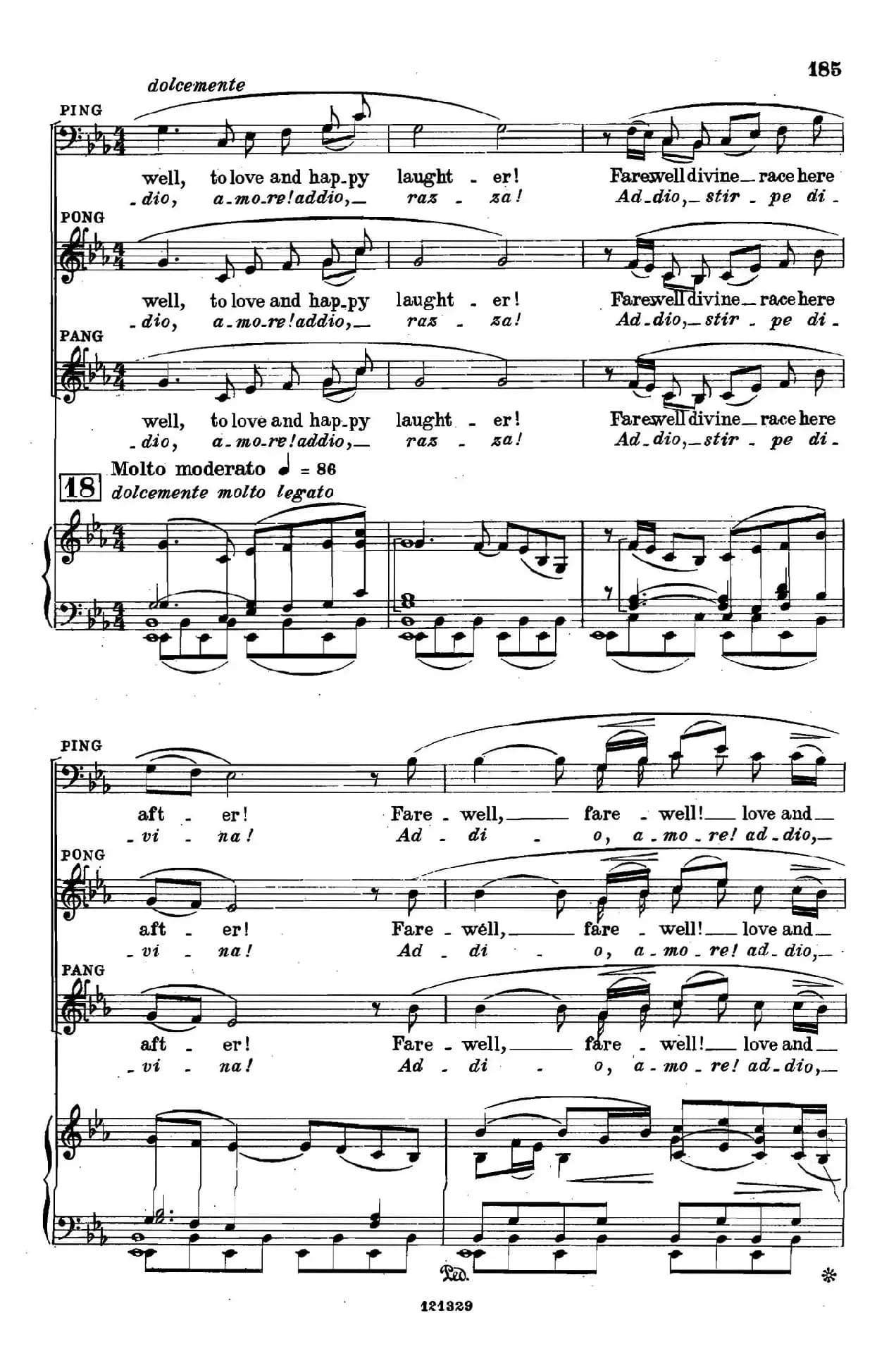 《图兰朵公主》三幕五场歌剧（英意双语）全谱（钢琴伴奏谱 P167——194）