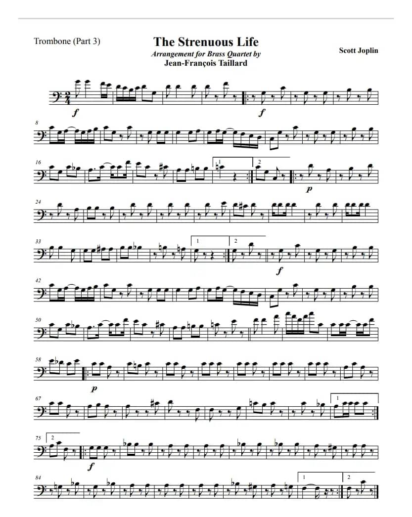 乔普林-艰苦的生活（铜管四重奏）