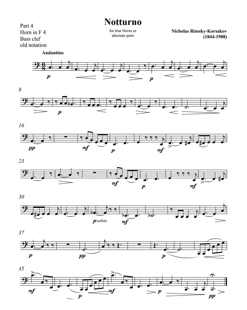 里姆斯基-夜曲（铜管四重奏）