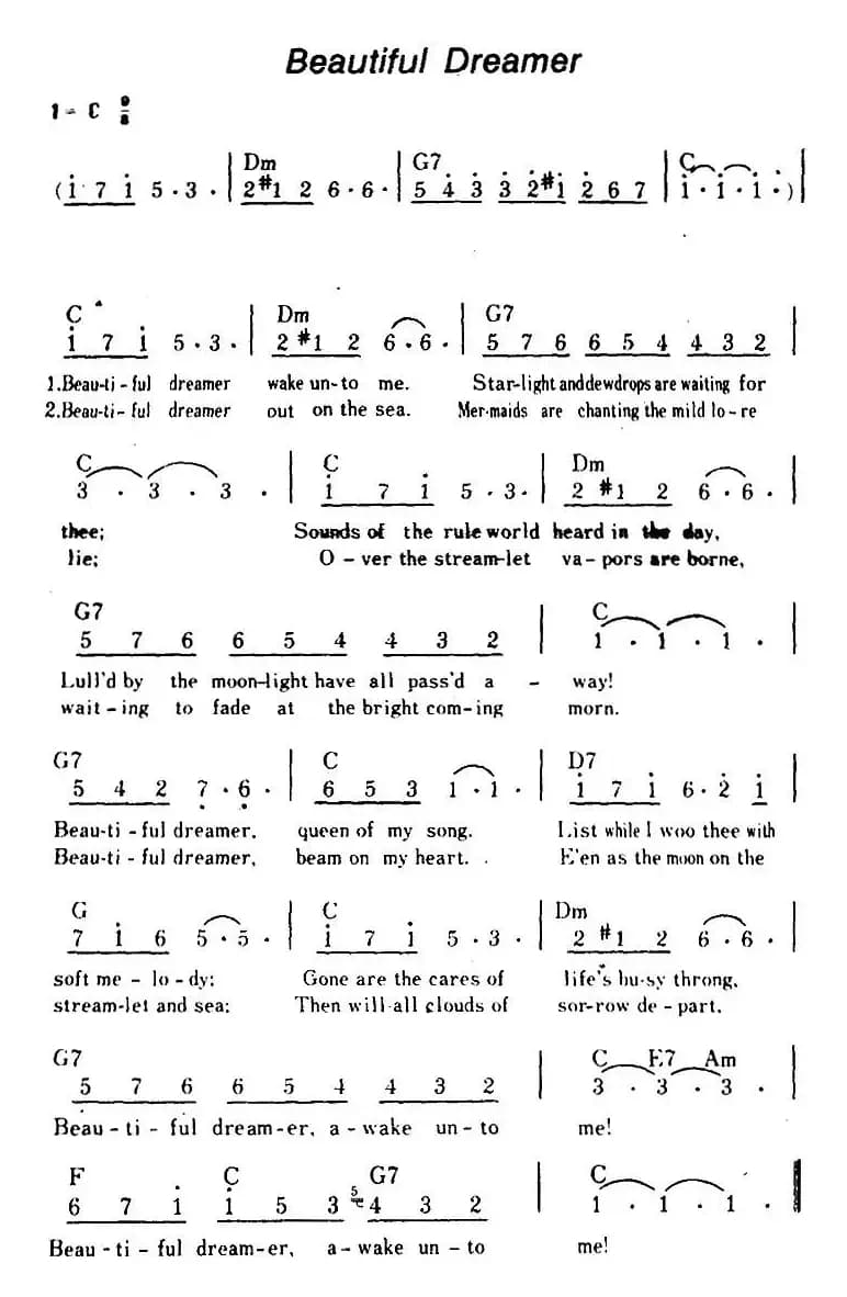 [美]Beautiful Dreamer（美丽的梦中人、带和弦）