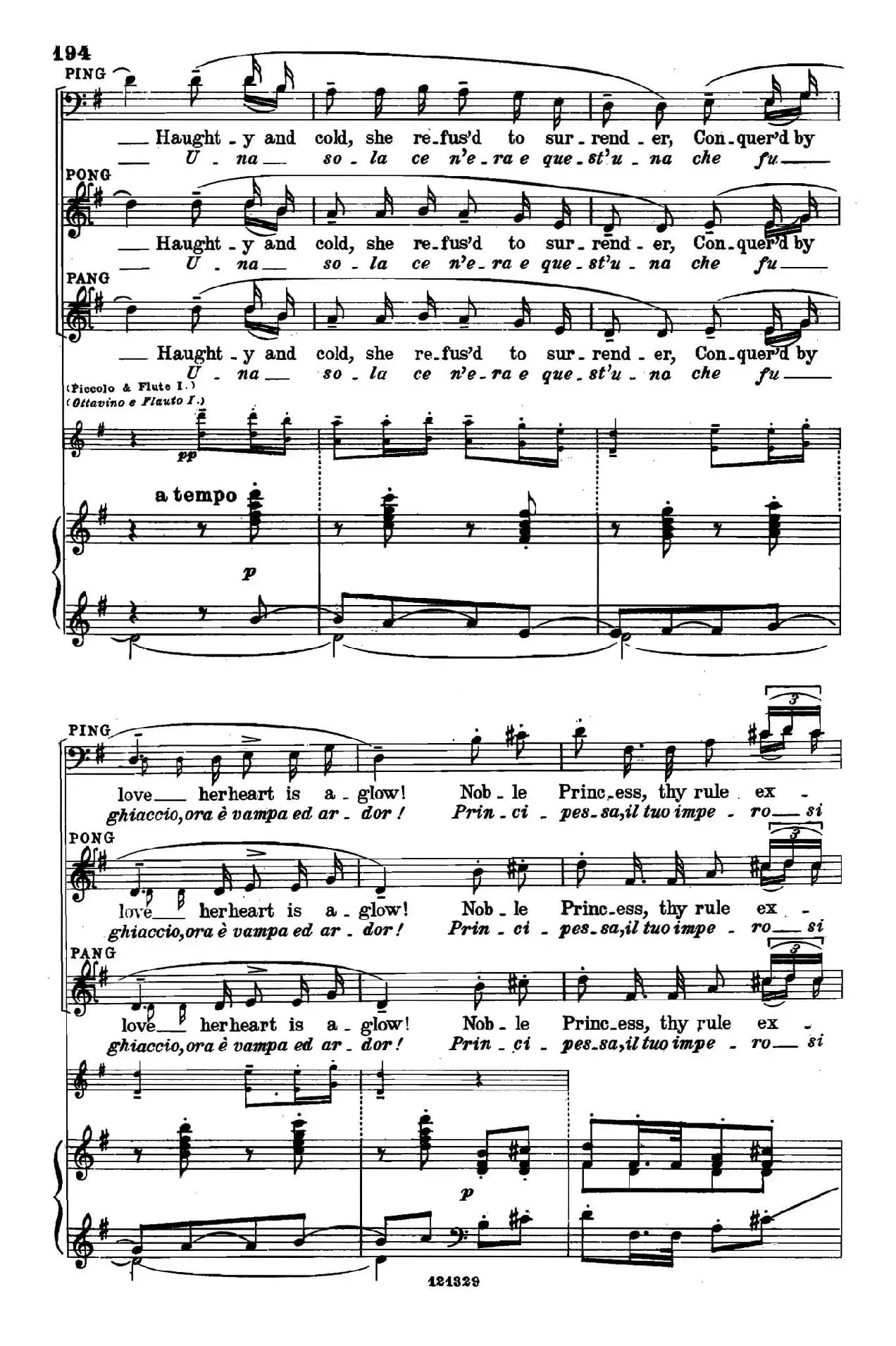 《图兰朵公主》三幕五场歌剧（英意双语）全谱（钢琴伴奏谱 P195——213）