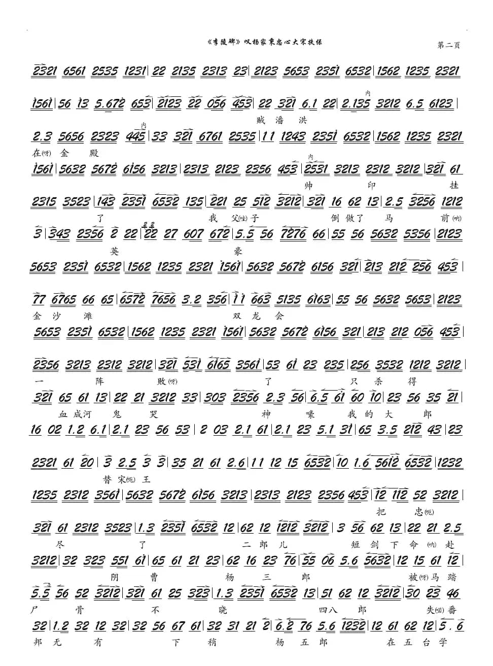 《李陵碑》叹杨家秉忠心大宋扶保（京剧《李陵碑》选段，琴谱）